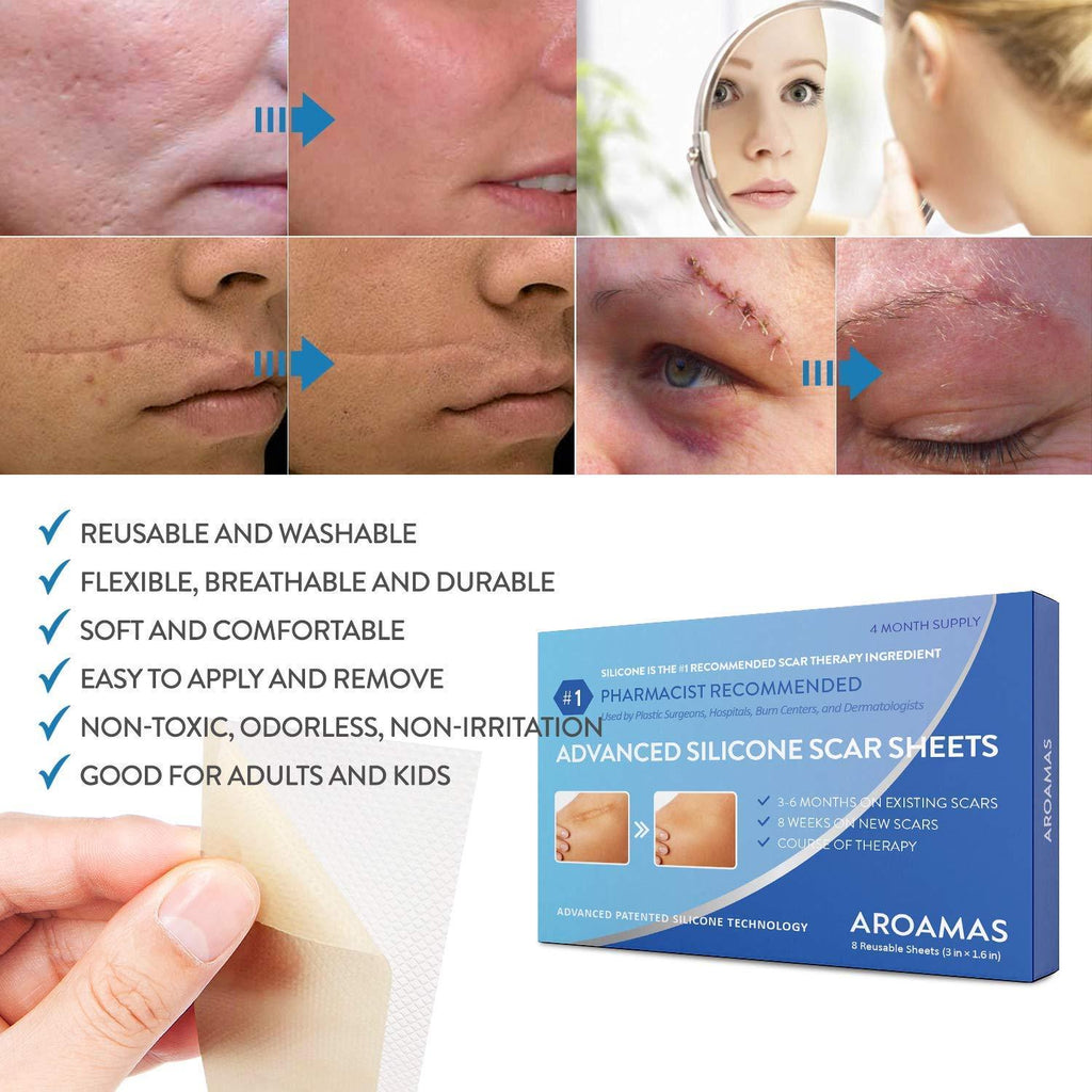 Aroamas Professional Silicone Scar Sheets, Soften and Flattens Scars R